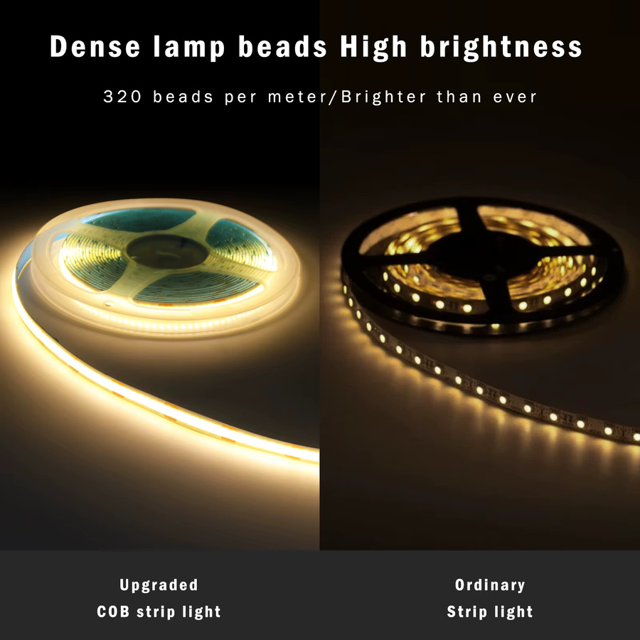 XUNATA COB LED-Streifenlicht USB 5V, weißes flexibles LED-Band mit 320 LEDs für TV-Hintergrundbeleuchtung und Schrankbeleuchtung - Bild 3