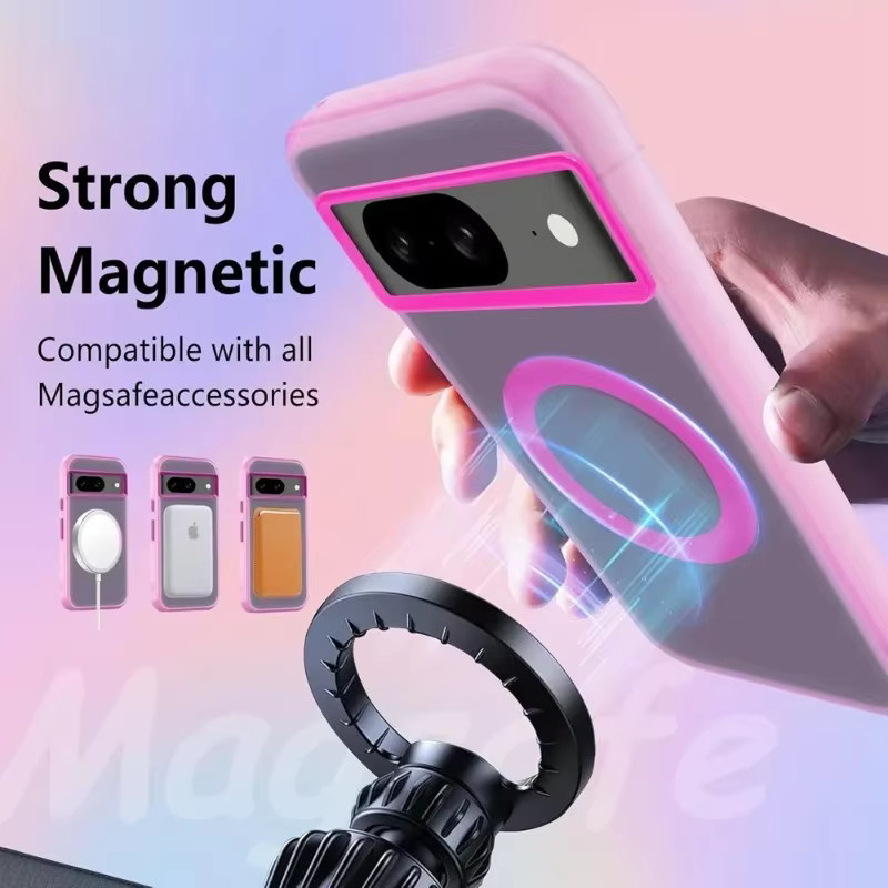 Wasserdichte magnetische Schutzhülle für Google Pixel 10, 9, 8, Pro, XL, 9A, 8A in mattierter, durchscheinender Optik mit Bonbonfarben - Bild 2