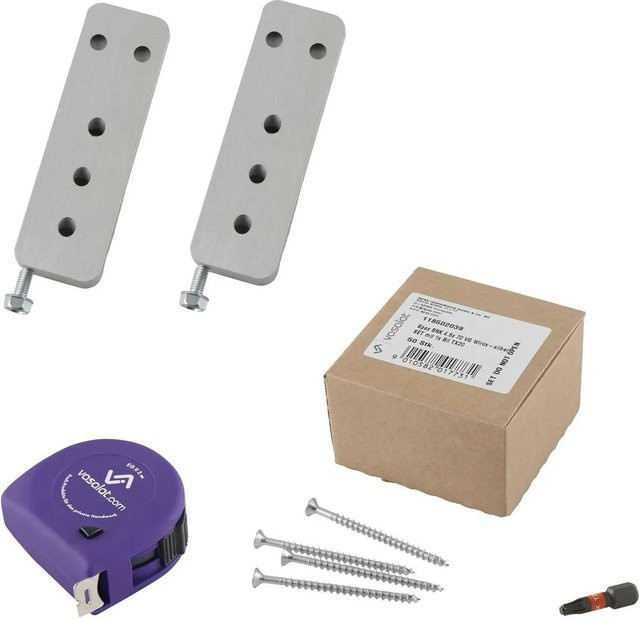 vasalat Set HVP Schwerlastverbinder aus Aluminium in Silber mit Spaxschrauben und TX20 Bit, Maße: B: 80 mm, H: 25 mm, T: 12 mm - Bild 1
