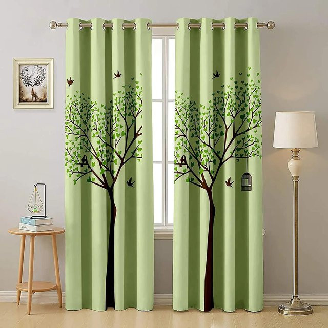 Yiran Furniture Lilienmuster Raumvorhänge aus Polyester in Lila, 2er-Set semi-transparent mit Ösen, Breite: 60 cm, Höhe: 60 cm - Bild 1