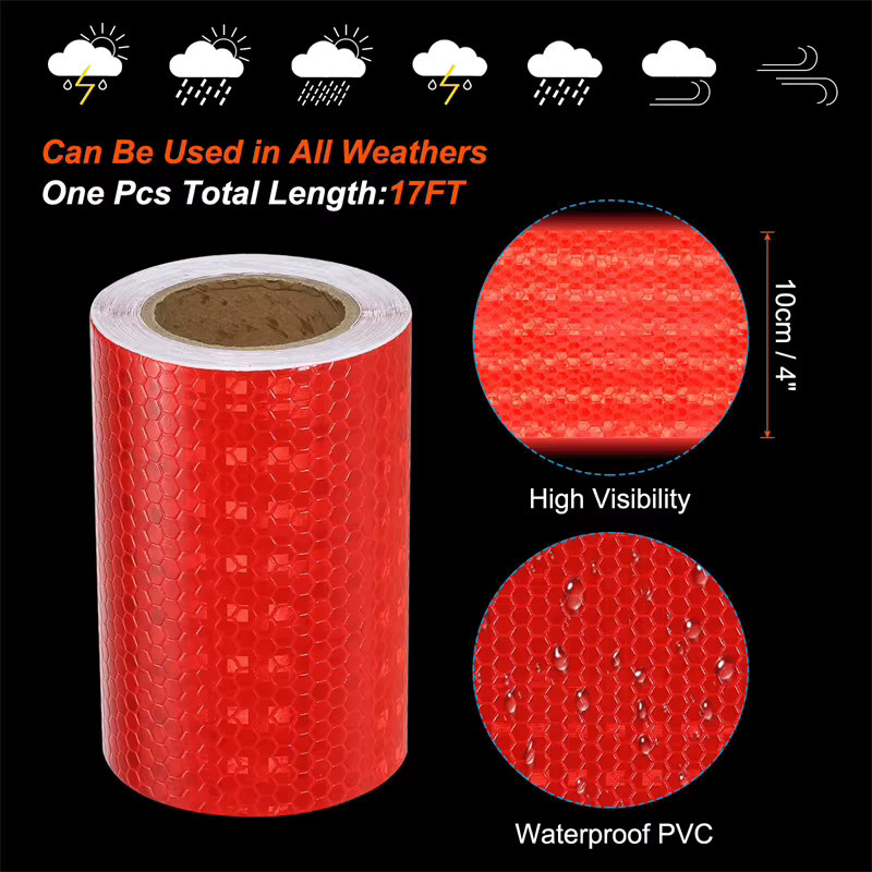Satop Cinta Reflektierende Aufkleber in Weiß aus PVC mit Wabenmuster für erhöhte Sichtbarkeit und Sicherheit, Breite: 10 cm, Länge: 5 m - Bild 3