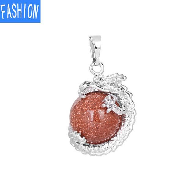 Halskette mit Amethyst-Anhänger, Naturstein, Drache, Unisex - Bild 1