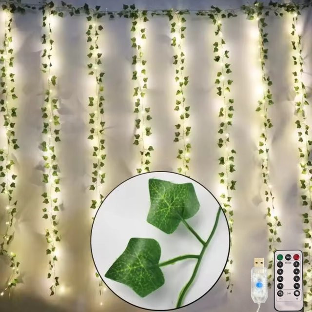 3M USB Ahornblatt-Lichterkette mit grünen Blättern und warmweißem LED-Licht für die Innen- und Außendekoration - Bild 1