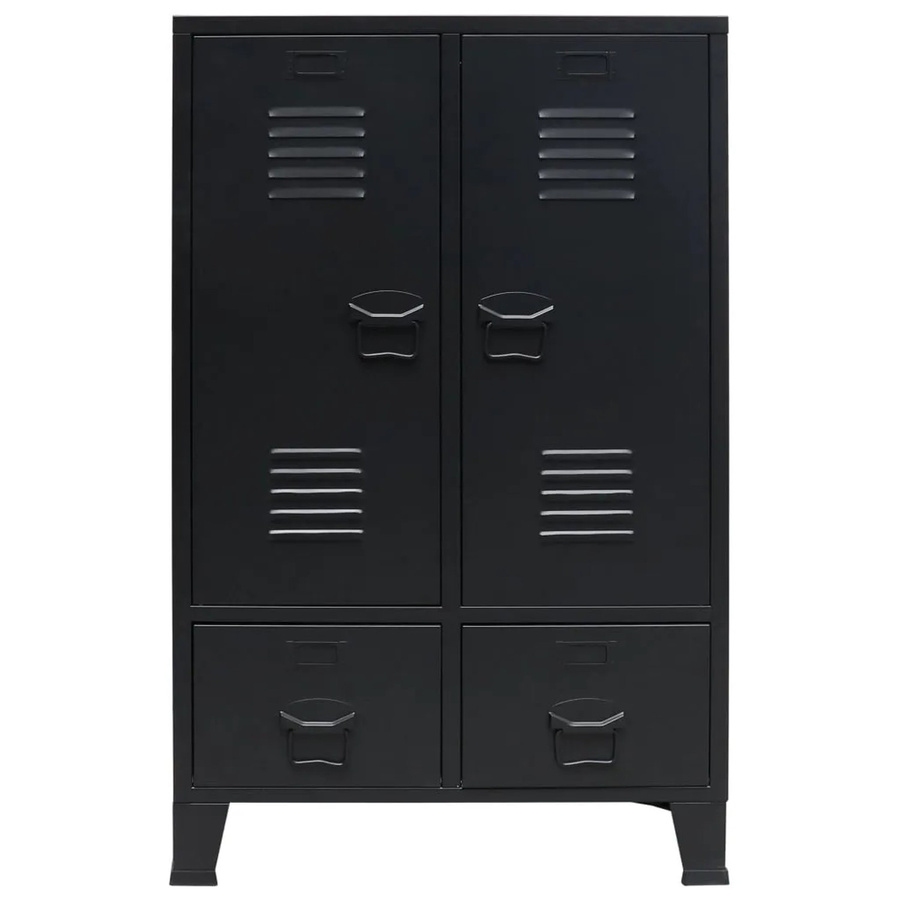 vidaXL Kleiderschrank aus Metall im Industrie-Stil mit Schubladen und Türen, Schwarz, B/T/H: 67 x 35 x 107 cm - Bild 2