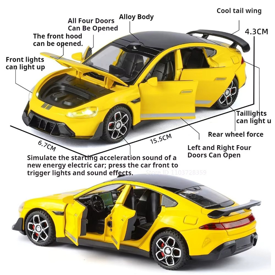 RMZ city New Energy SU7 ONE Automodell, 1:32, Legierung, mit Licht und Sound - Bild 2