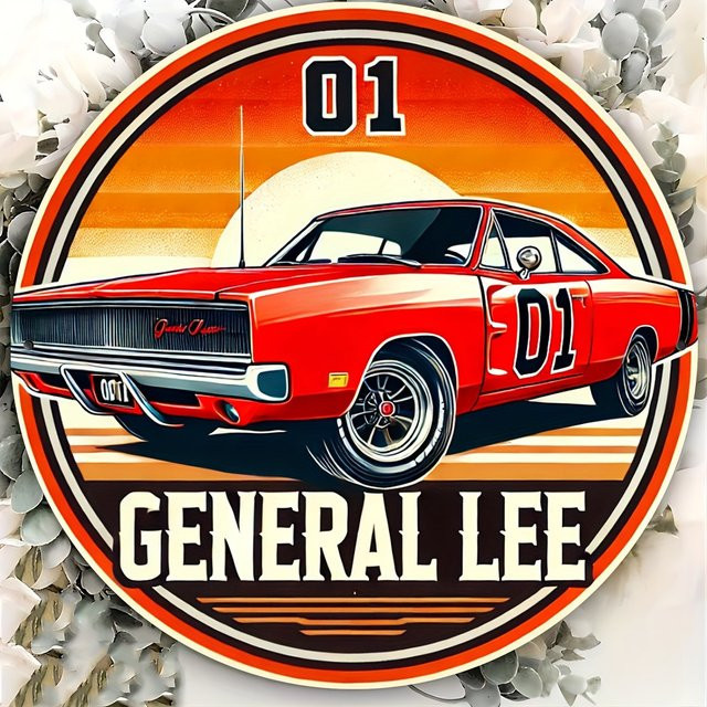 Potdemiel Vintage General Lee Racing Car Metallblechschild mit Nummer 01, Retro-Garagen-Dekor aus Metall, B/H: 20,3 x 20,3 cm, Mehrfarbig - Bild 1
