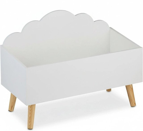 Relaxdays Kindertruhe aus MDF Holz in Weiß mit Wolken-Design, B/T/H: 60 x 45 x 30 cm