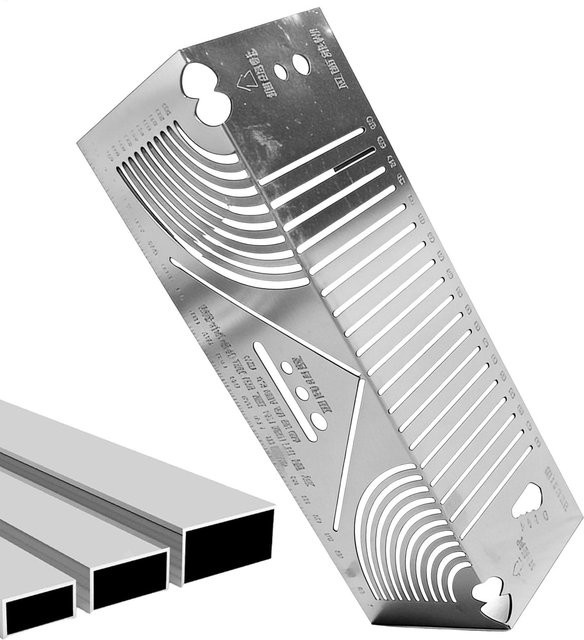 Multifunktionales Bogenwinkel-Markierlineal aus Metall in Silber als 90-Grad-Faltlineal und Ecklineal für präzise Linienzeichnungen - Bild 1