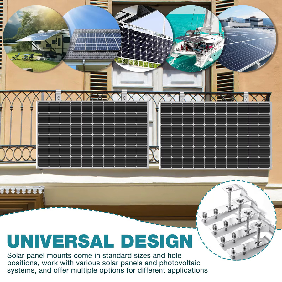 Balkon-Solarstation-Halterung aus Edelstahl 304 in Silber, bohrfreies Solarpanel-Montagehaken-Set für PV-Module und Geländer - Bild 3
