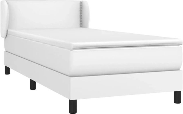 vidaXL Boxspringbett mit Matratze in Weiß, Hybridbett mit Taschenfederkern aus Kunstleder und Stoff, B/T/H: 100 x 200 x 88 cm - Bild 1