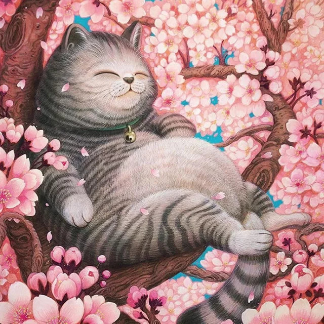 MaxRenard Kirschblüte & Katze Puzzle, 1.000 Teile, Erwachsene - Bild 1