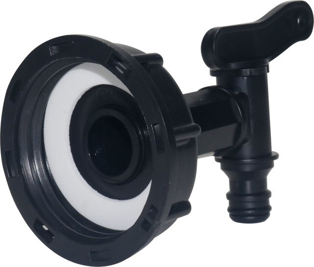 IBC Tank Wasserhahn Adapter S60x6 Grobgewinde mit 16mm Quick Connect und Filter in Schwarz - Bild 1