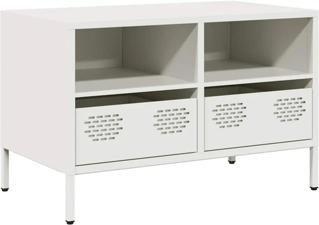vidaXL TV-Schrank in Weiß aus kaltgewalztem Stahl im Industrie-Stil, B/T/H: 68 x 39 x 43,5 cm - Bild 1