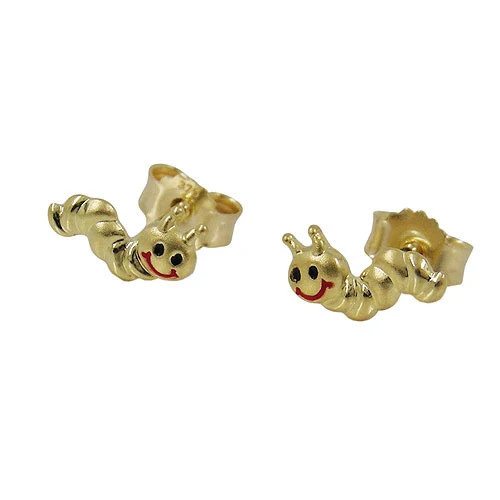 SIGO Ohrstecker Wurm, 375 Gold, matt-glänzend, Kinder - Bild 1