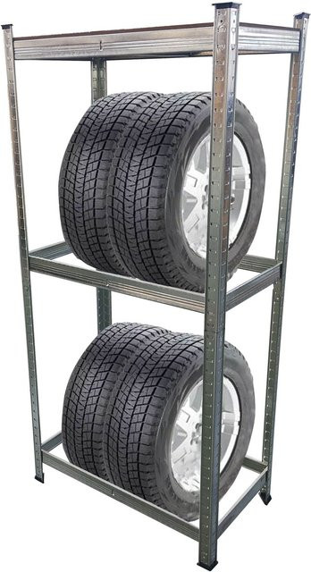 Tech-Craft Schwerlastregal als Reifenregal aus Stahl in Silber, B/T/H: 150 x 70 x 40 cm - Bild 1