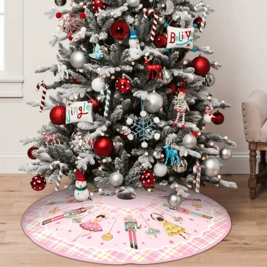 VIKAMA Weihnachtsbaumrock Pink Edition mit Nussknacker-Motiv für deine festliche Weihnachtsdekoration - Bild 6