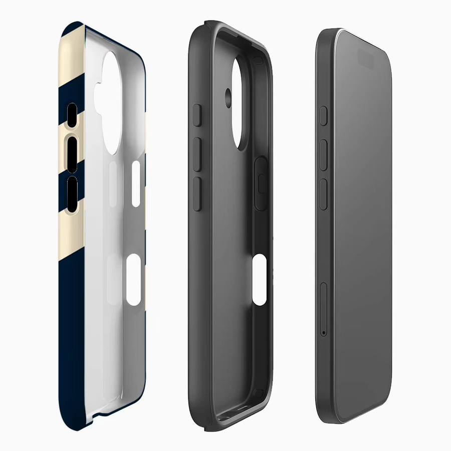 Potdemiel Handyhülle mit diagonalen Streifen in Marineblau für iPhone 17 16 15 14 13 Pro Max Plus, robuste Magnet-Schutzhülle in Einzel- und Doppelschicht-Ausführung - Bild 2