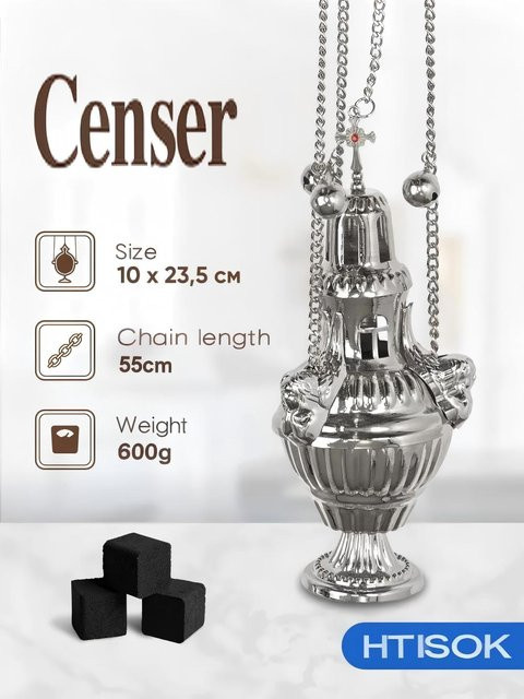HTISOK Vergoldetes orthodoxes Räuchergefäß aus Zinklegierung in Gold oder Silber, Tischmodell, Durchmesser: 23,5 cm, Höhe: 10,0 cm - Bild 1
