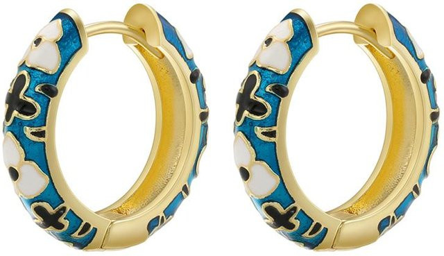 YULIN Creolen, Kupfer, Gold, Emaille, Gänseblümchen, Damen - Bild 1