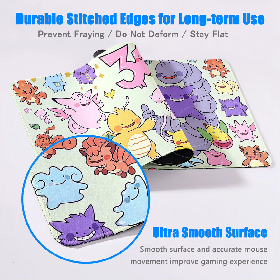 Potdemiel Mauspad Pokemon Ditto XXL, Waschbare Schreibtischunterlage aus Gummi, B/T: 90 x 40 cm, Multicolour - Bild 2