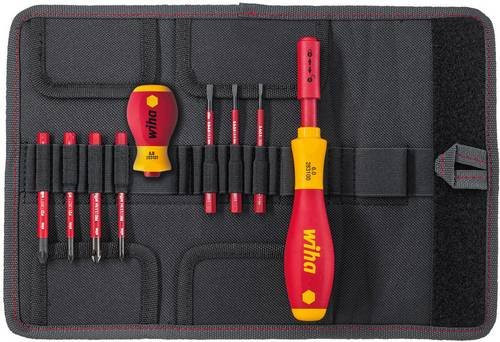 Wiha slimVario Schraubendreher und Bit Set 9-teilig mit Tasche für Schlitz, Pozidriv und PlusMinus/Pozidriv
