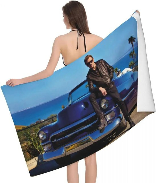 Johnny Hallyday Mikrofaser Strandtuch in Weiß B: 40 cm, H: 60 cm - Bild 1