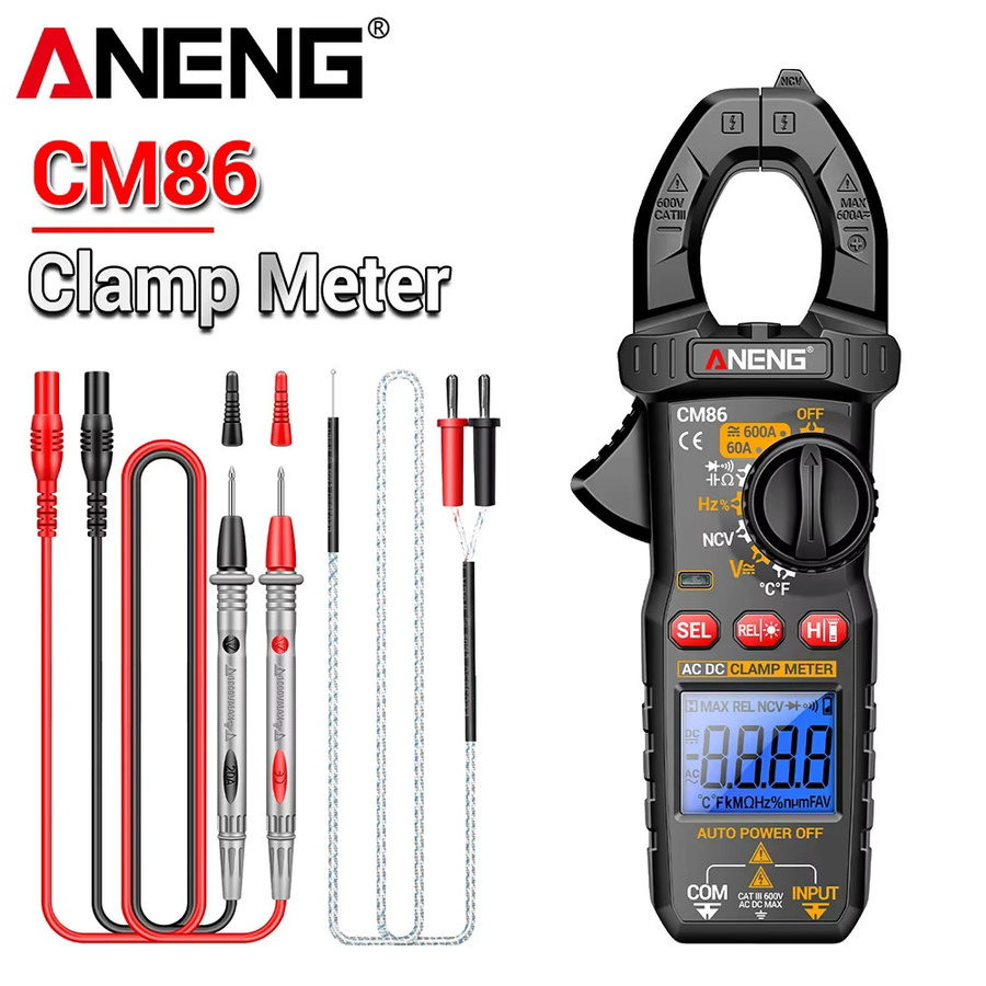ANENG CM86 Digitales Multimeter Stromzangenmessgerät mit 600A AC/DC Strommessung, Spannungserkennung und NCV in Schwarz - Bild 6