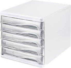 helit Schubladenbox Document Box für DIN A4, weiß/transparent, B: 26,5 cm, H: 25,0 cm, T: 34,0 cm - Bild 1