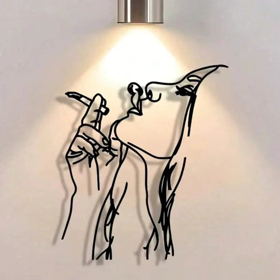 Abstraktes Wandkunstschild aus Metall von CIFBUY in Schwarz für modernes Wohnzimmer und Büro - Bild 1