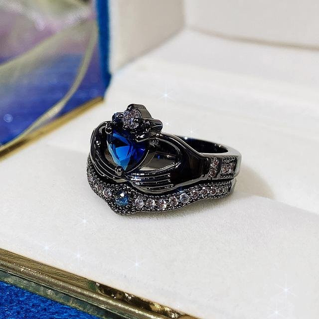 Wucifang Jewelry Ring, Kupfer, Schwarz, Zirkonia, Kristall, Damen - Bild 1