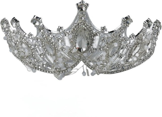 Neoglint Hochzeitskrone Damen, Messing, Silber, Kristall, gray - Bild 1