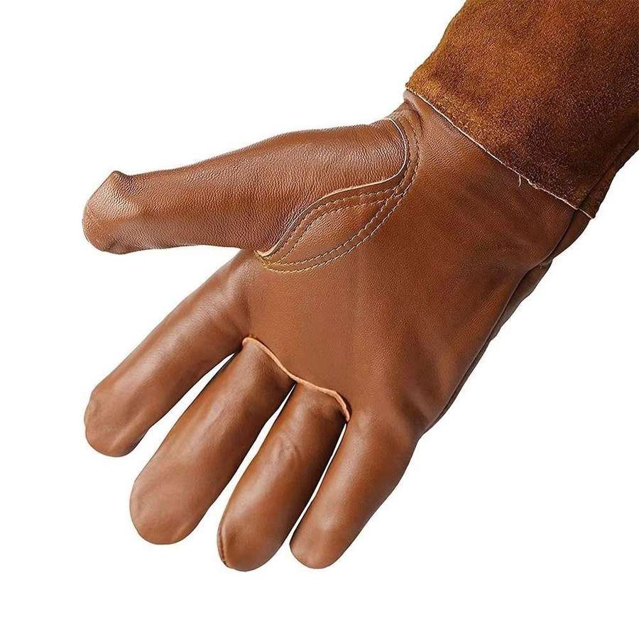 Luyacoth Gartenhandschuhe aus Leder in Kaffeebraun mit langen Ärmeln für Damen und Herren - Bild 8