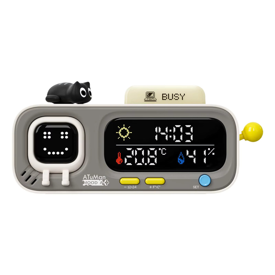 ATuMan Mooda A Thermometer-Hygrometer-Uhr in Weiß mit hochpräzisem Pixel-Display für Temperatur und Feuchtigkeit - Bild 6