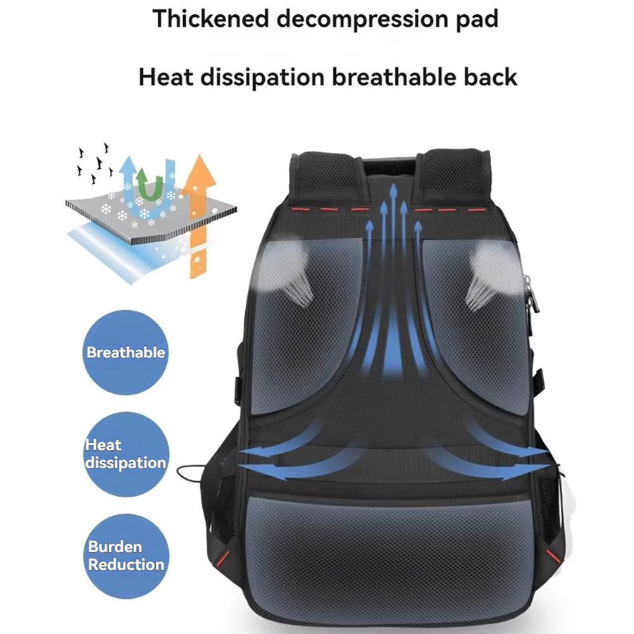MOZHI Reise-Laptop-Rucksack mit 60L Volumen und USB-C Anschluss, erweiterbarer Business-Rucksack für Herren in Schwarz mit Schuhfach - Bild 3