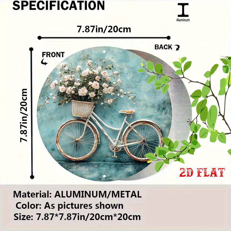 Potdemiel Vintage Blumenstrauß Metallschild rund, floraler Frühlingszauber, Durchmesser: 19,99 cm - Bild 2