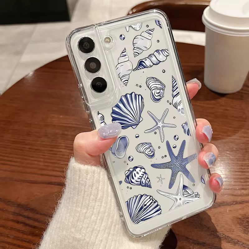 Transparente Handyhülle mit Ocean Life Design für Samsung Galaxy S25 S24 S23 S22 Ultra Plus FE A56 A55 A54 A36 A17 A16 A15 5G TPU Cover - Bild 1