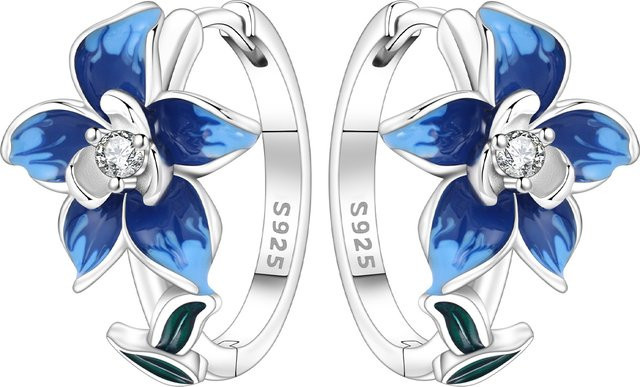 CYCUFF Creolen 925 Silber, blaue Blumen, Damen - Bild 1