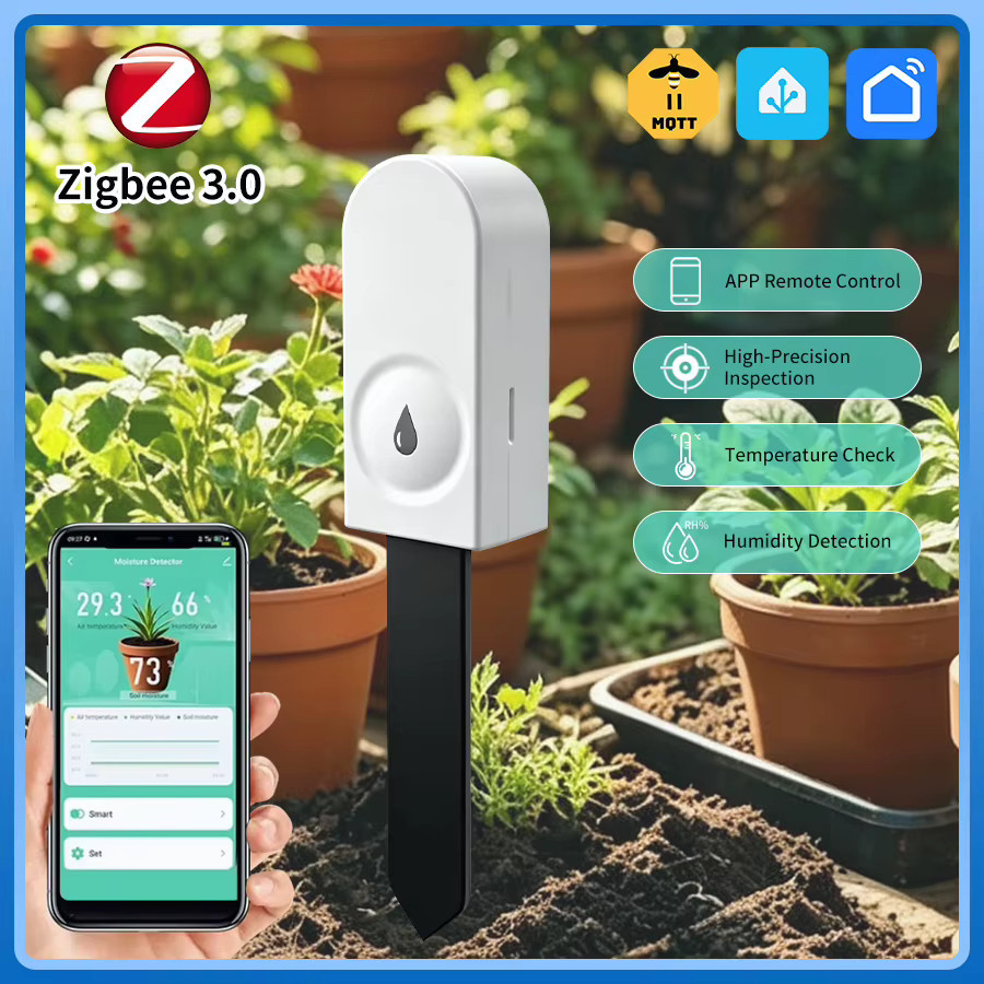 Tuya Zigbee 3.0 Bodenfeuchtesensor in Weiß zur Temperatur- und Feuchtigkeitsmessung für intelligente Gartenpflanzen via Smart Life App und Zigbee2MQTT - Bild 2