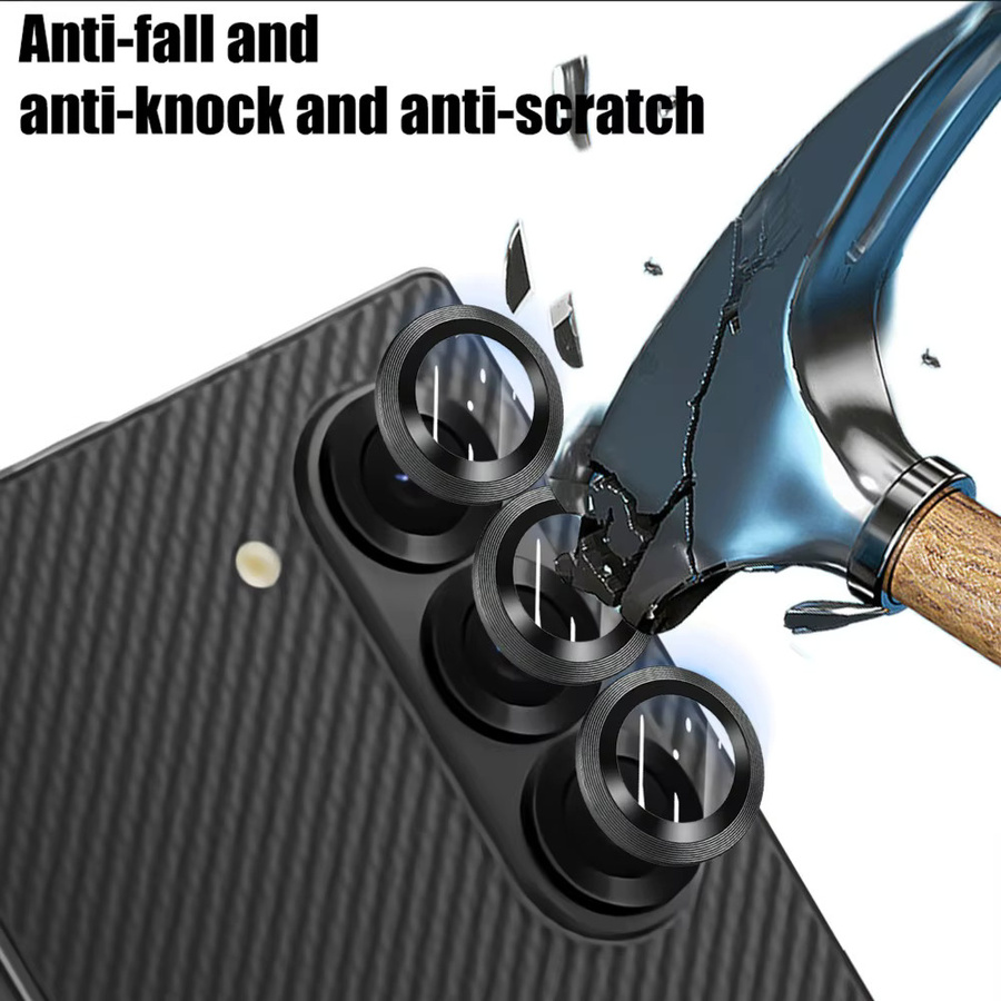 Samsung Galaxy Z Flip 7 und Z Fold 7 Kamera Objektiv Schutz aus gehärtetem Glas und Metallring in Transparent oder Schwarz - Bild 3