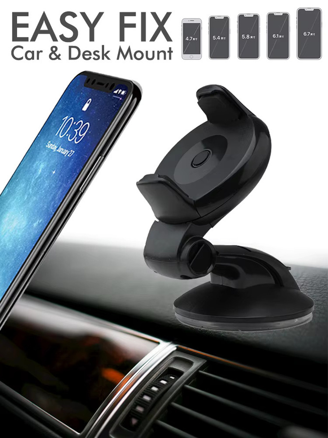 Universelle 3-in-1 Autotelefonhalterung in Schwarz für Armaturenbrett, Windschutzscheibe oder Lüftungsschlitz mit 360 Grad drehbarem Saugnapf und starkem Griff für alle Smartphones - Bild 7