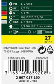 Bosch Promoline Schrauberbit- und Ratschen-Set 27-teilig, 1/4 Zoll, 6,3 mm - Bild 2