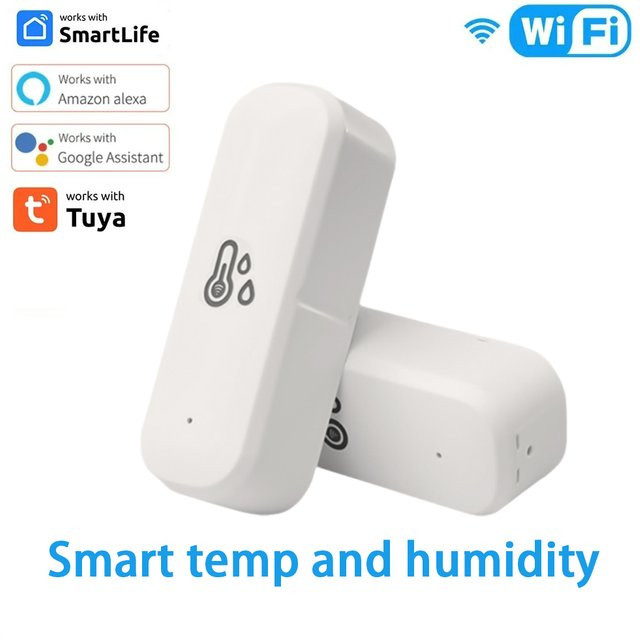 Tuya WiFi Temperatursensor und Luftfeuchtigkeitsmesser für Smart Home Automation in Weiß, kompatibel mit Alexa und Google Assistant - Bild 1