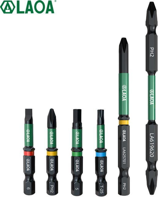 LAOA Elektro-Schraubendreher-Bits aus legiertem Stahl, stoßfest und magnetisch, Set für Kreuz- und Schlitzschrauben, Mehrfarbig - Bild 1