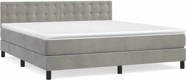 vidaXL Boxspringbett mit Matratze Hellgrau Samt B/T/H: 160 x 200 cm - Bild 1