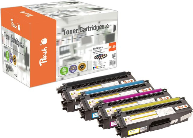 Peach B320 Toner-Set für Brother (wiederaufbereitet), 4 Farben: Schwarz, Cyan, Magenta, Gelb, kompatibel mit Brother DCP-9055CDN, DCP-9270CDN, HL-4100 und HL-4500 - Bild 1