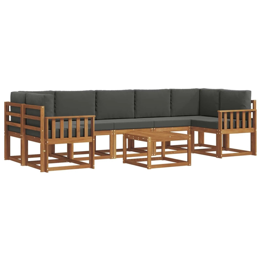 vidaXL Outdoor-Sofagarnitur L-Form aus Akazienholz mit 8 Kissen in Anthrazit und Natur - Bild 2