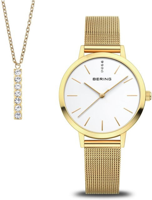 Bering Damenuhr Set, Edelstahl, Quarz, 34 mm, Silber - Bild 1