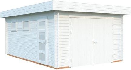 Palmako Garage Rasmus aus Fichtenholz mit Holztor und Fenstern in Weiß, B/T/H: 420 x 598 x 253 cm - Bild 3