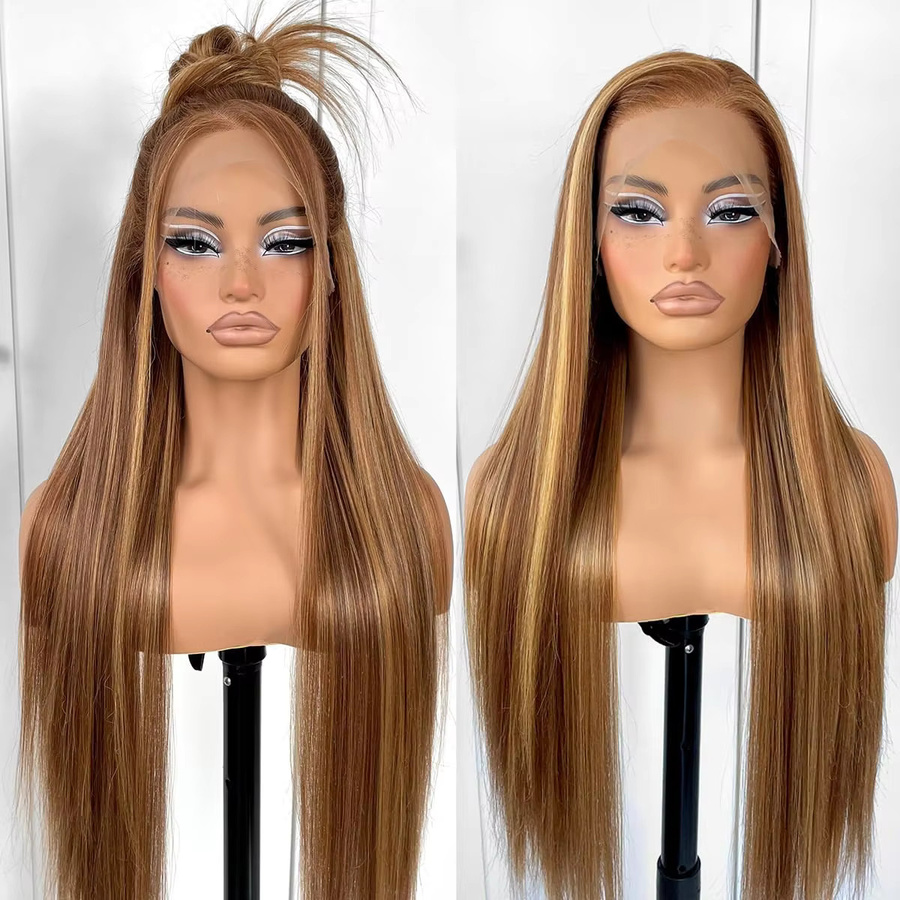 ALIKODY Echthaar Perücke, Honigblonde, Straight Lace Front, 13x4 HD Transparent - Bild 2