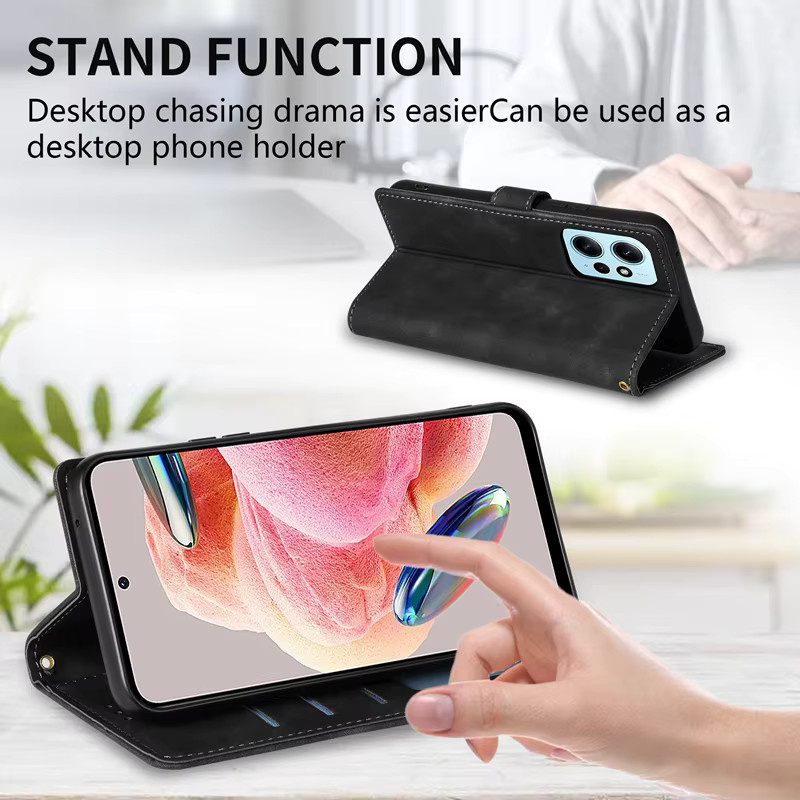 Magnetische Leder-Brieftasche mit Kartenfach und Standfunktion für Xiaomi Poco X7 X6 Pro X5 M5s C50 C40 X4 Pro M4 Pro X3 NFC F3 11T 12 Lite 12T in Schwarz oder Braun - Bild 3